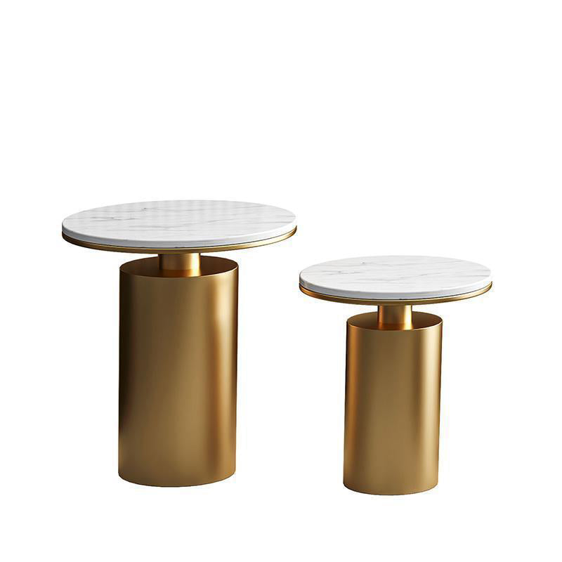 Modern Luxury Round Marble Slab Carbon Steel Coffee Table For Living Room