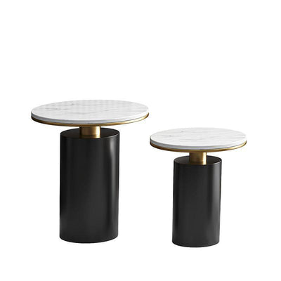 Modern Luxury Round Marble Slab Carbon Steel Coffee Table For Living Room