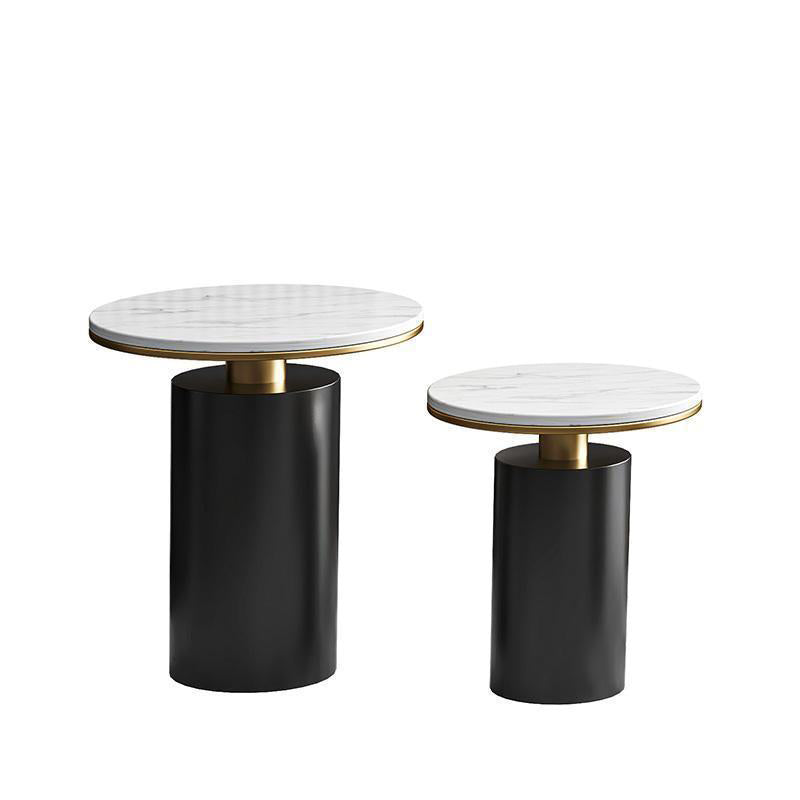 Modern Luxury Round Marble Slab Carbon Steel Coffee Table For Living Room