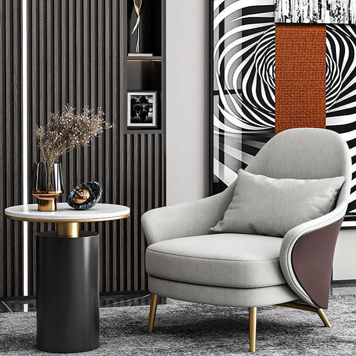 Modern Luxury Round Marble Slab Carbon Steel Coffee Table For Living Room