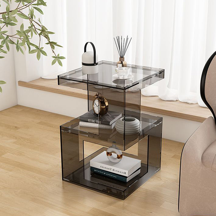 Modern Minimalist Square Acrylic Side Table 3-Tier For Living Room