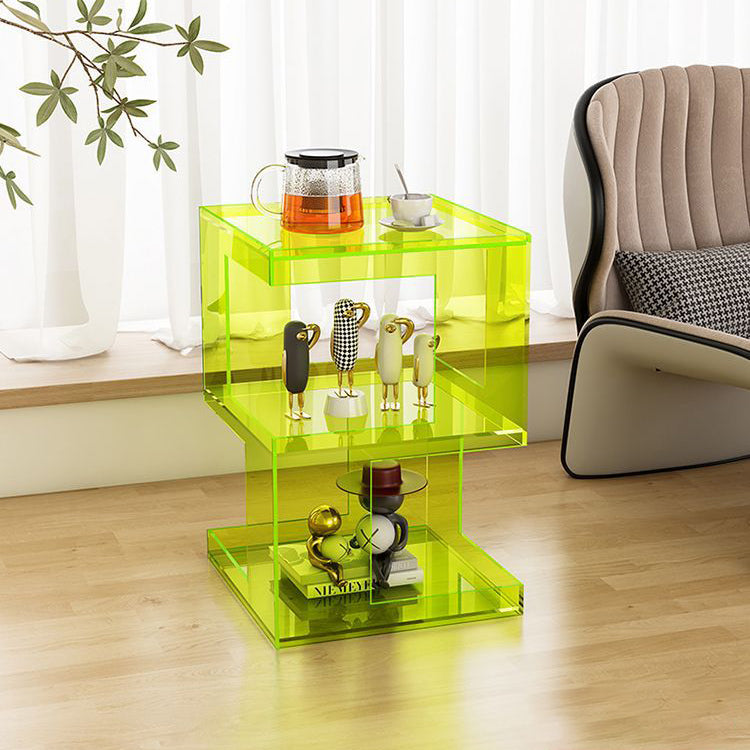Modern Minimalist Square Acrylic Side Table 3-Tier For Living Room