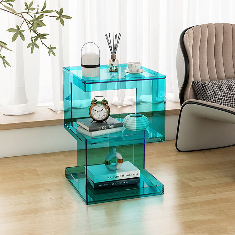 Modern Minimalist Square Acrylic Side Table 3-Tier For Living Room