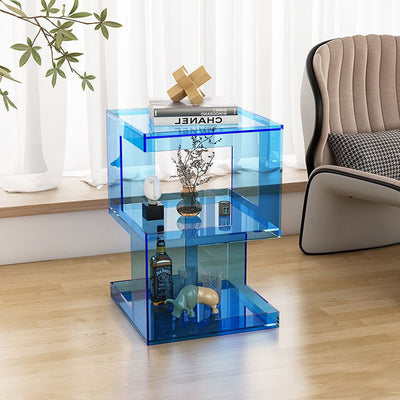 Modern Minimalist Square Acrylic Side Table 3-Tier For Living Room