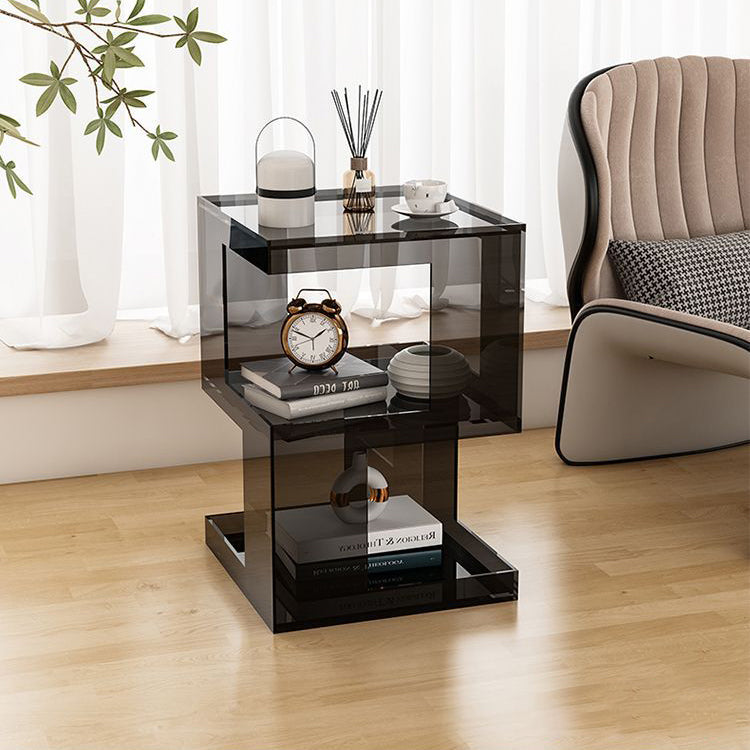 Modern Minimalist Square Acrylic Side Table 3-Tier For Living Room