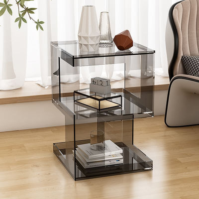 Modern Minimalist Square Acrylic Side Table 3-Tier For Living Room