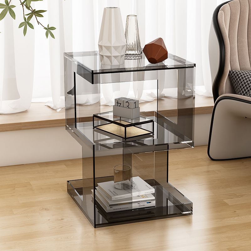 Modern Minimalist Square Acrylic Side Table 3-Tier For Living Room