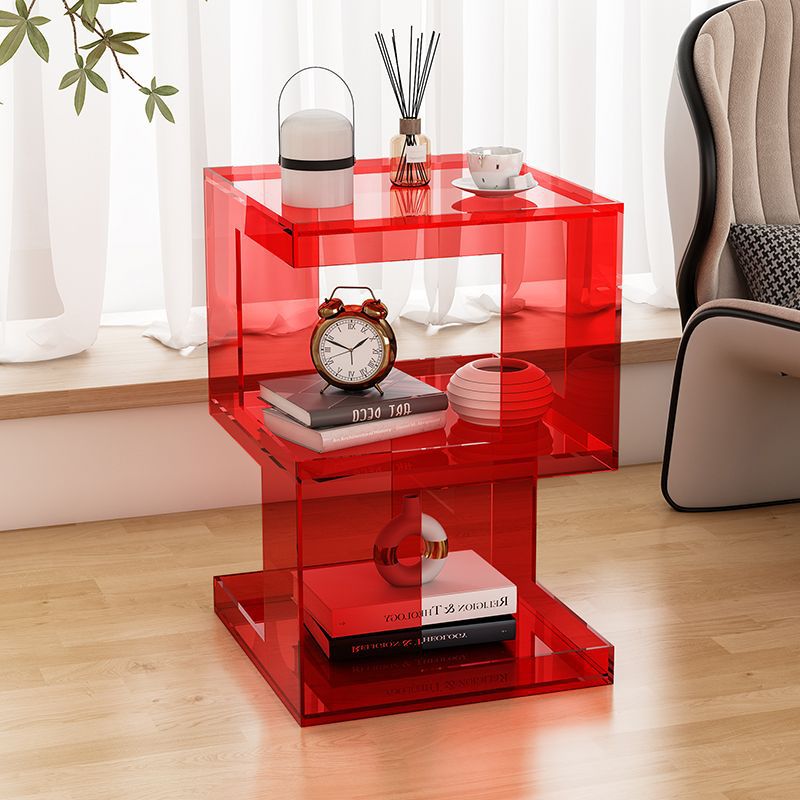 Modern Minimalist Square Acrylic Side Table 3-Tier For Living Room