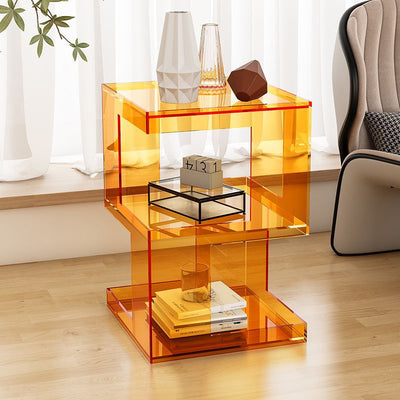 Modern Minimalist Square Acrylic Side Table 3-Tier For Living Room
