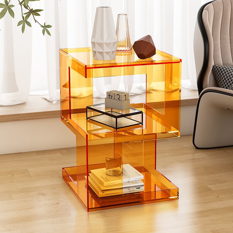 Modern Minimalist Square Acrylic Side Table 3-Tier For Living Room