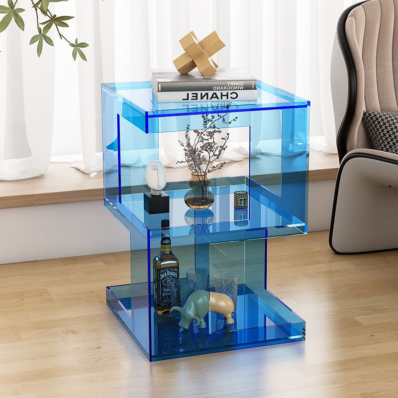 Modern Minimalist Square Acrylic Side Table 3-Tier For Living Room