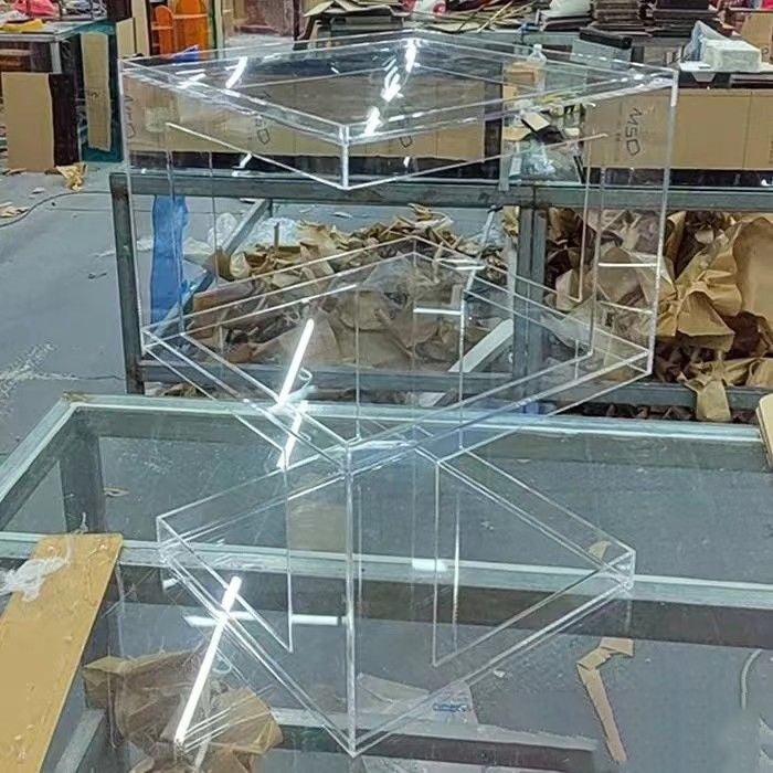 Modern Minimalist Square Acrylic Side Table 3-Tier For Living Room
