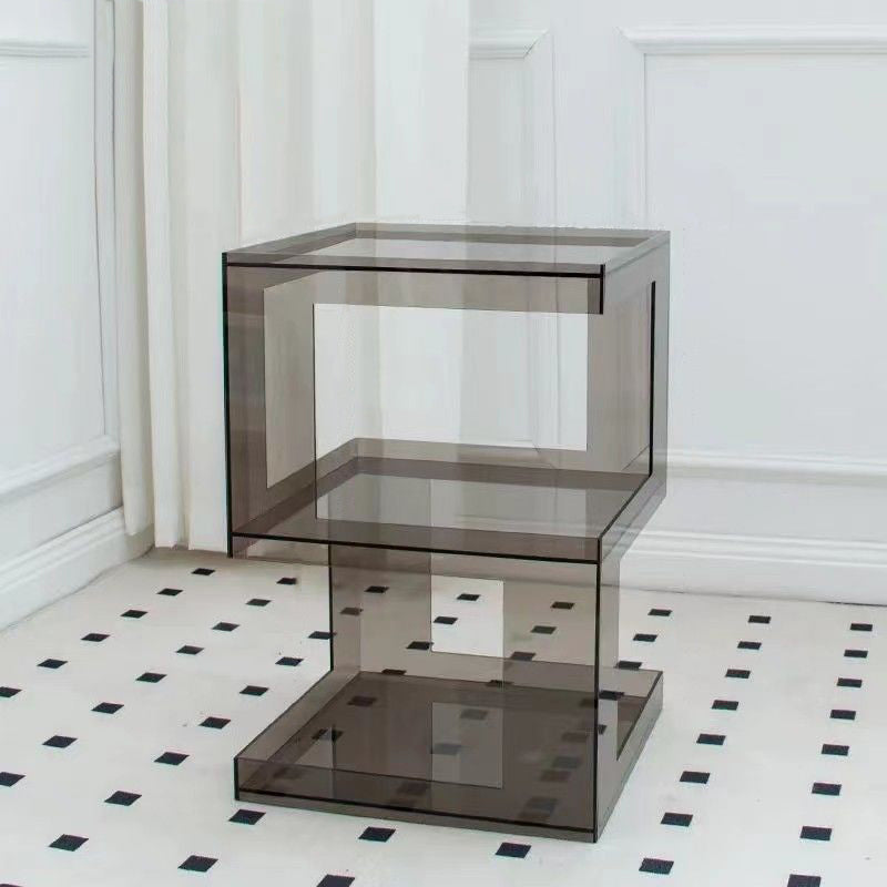 Modern Minimalist Square Acrylic Side Table 3-Tier For Living Room