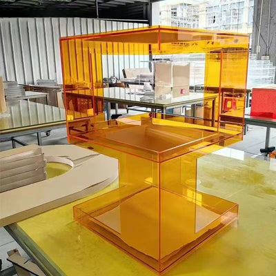 Modern Minimalist Square Acrylic Side Table 3-Tier For Living Room