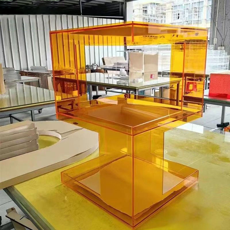 Modern Minimalist Square Acrylic Side Table 3-Tier For Living Room