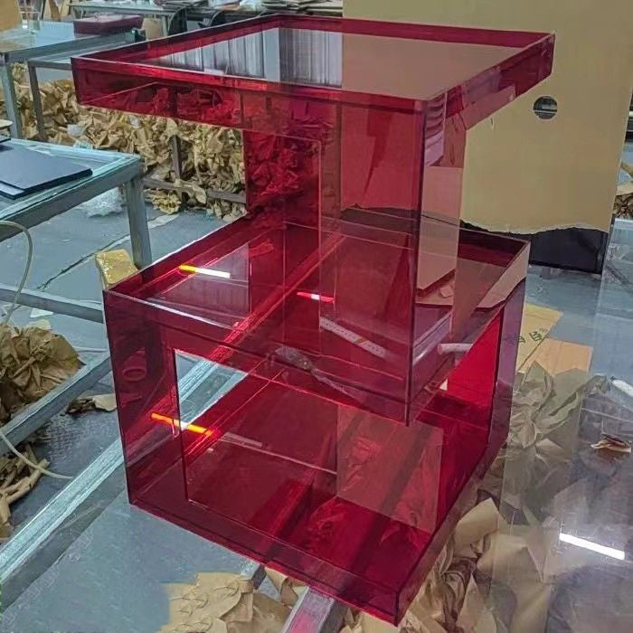 Modern Minimalist Square Acrylic Side Table 3-Tier For Living Room