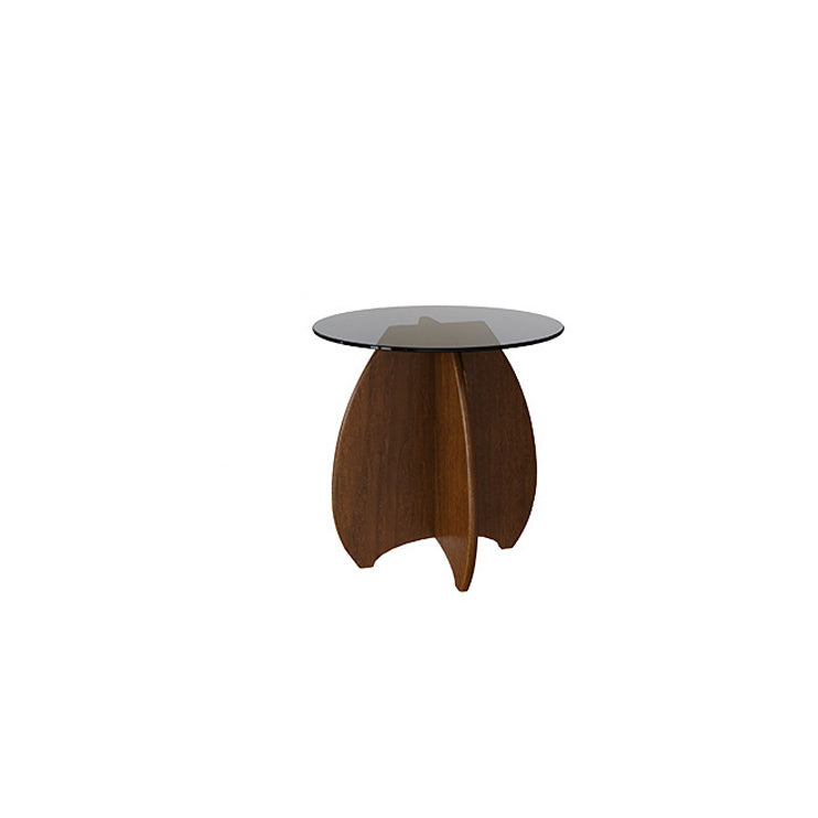 Modern Luxury Round Glass Solid Wood Coffee Table For Living Room