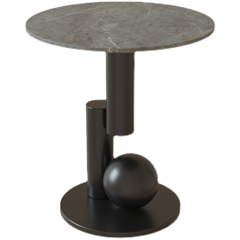 Modern Art Deco Round Marble Slab Iron Side Table For Living Room