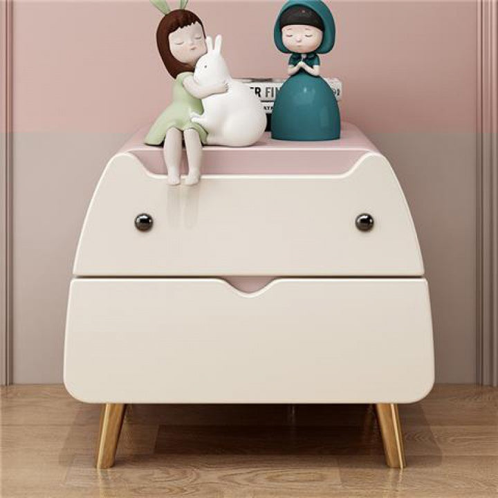 Table de nuit en bois massif et acier au carbone avec cuir microfibre pour chambre d&