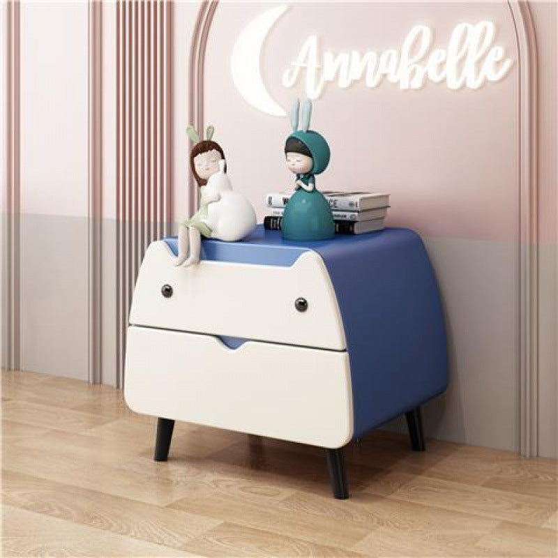 Table de nuit en bois massif et acier au carbone avec cuir microfibre pour chambre d&