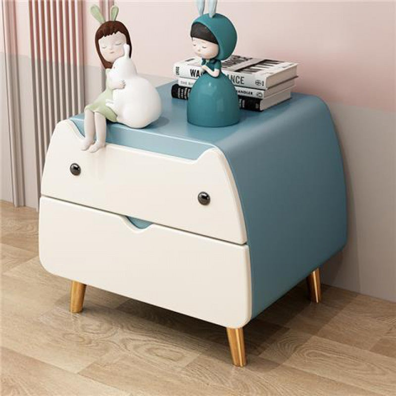 Table de nuit en bois massif et acier au carbone avec cuir microfibre pour chambre d&