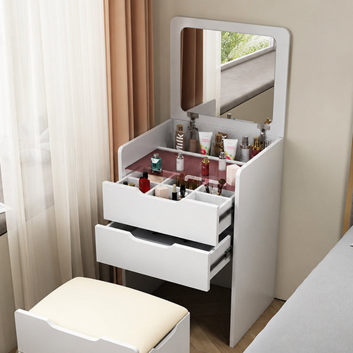 Modern Minimalist Rectangular Glass Solid Wood Makeup Vanity 3-Drawer For Bedroom