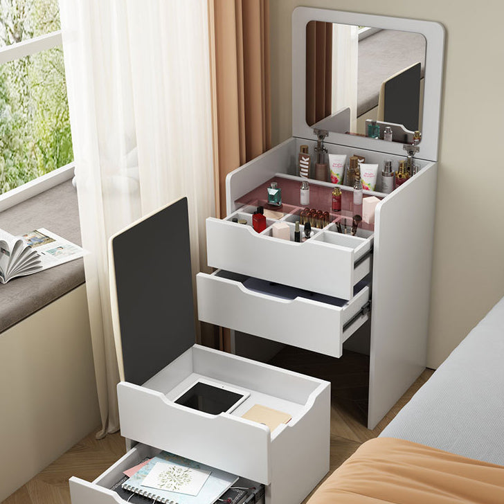Modern Minimalist Rectangular Glass Solid Wood Makeup Vanity 3-Drawer For Bedroom
