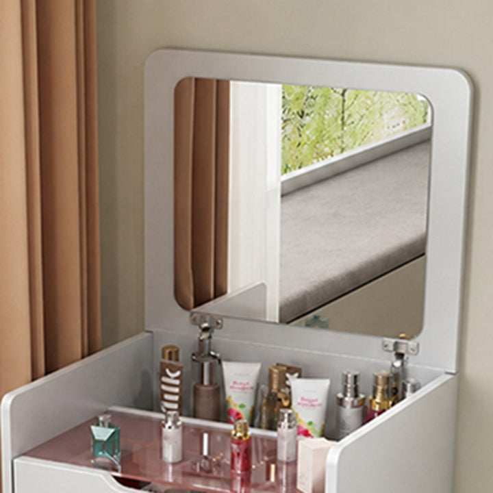 Modern Minimalist Rectangular Glass Solid Wood Makeup Vanity 3-Drawer For Bedroom