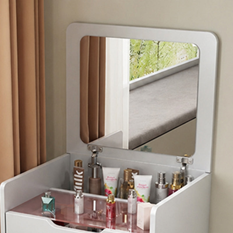 Modern Minimalist Rectangular Glass Solid Wood Makeup Vanity 3-Drawer For Bedroom