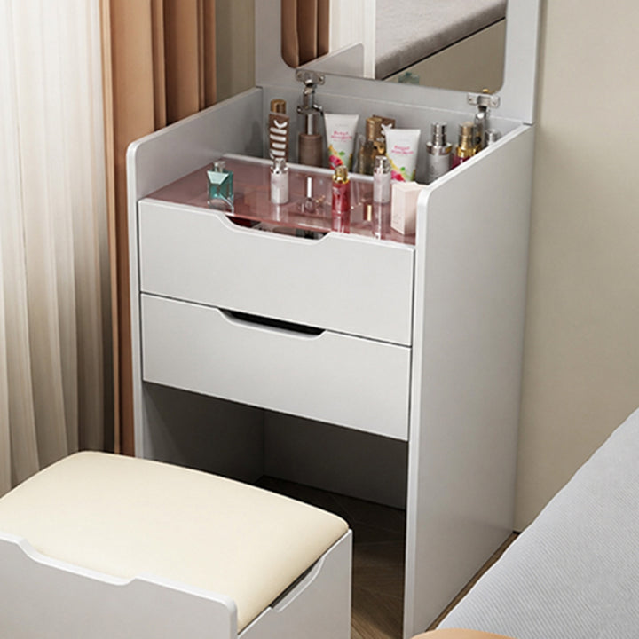 Modern Minimalist Rectangular Glass Solid Wood Makeup Vanity 3-Drawer For Bedroom