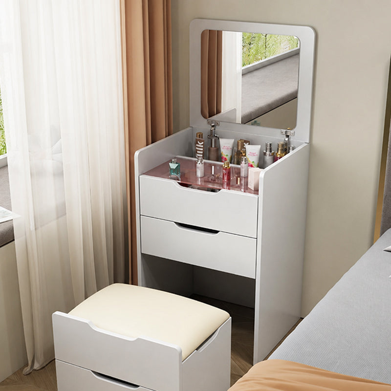 Modern Minimalist Rectangular Glass Solid Wood Makeup Vanity 3-Drawer For Bedroom