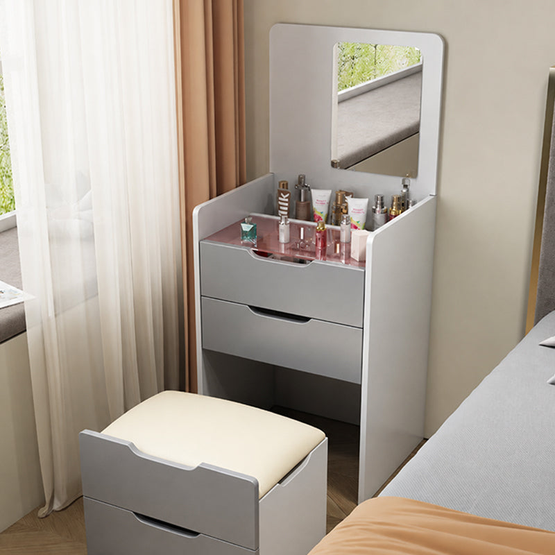 Modern Minimalist Rectangular Glass Solid Wood Makeup Vanity 3-Drawer For Bedroom