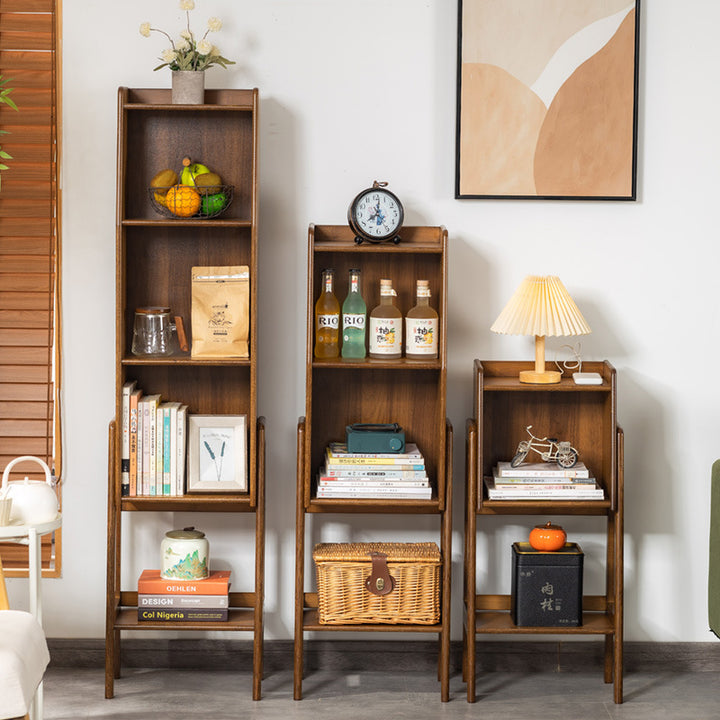 Traditional Japanese Square Bamboo Bookshelves 3/4/5 Tier For Living Room