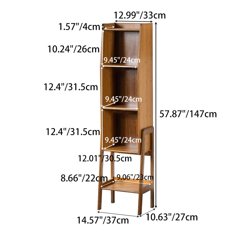 Traditional Japanese Square Bamboo Bookshelves 3/4/5 Tier For Living Room