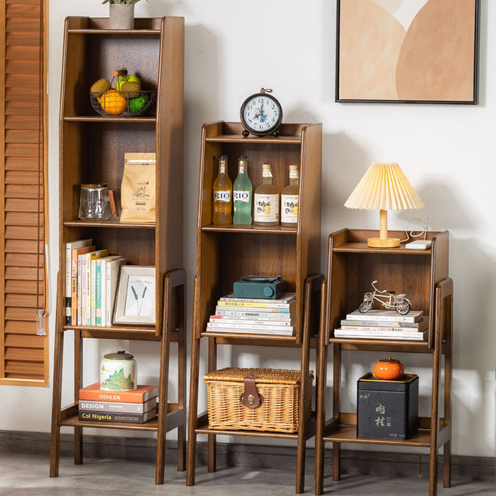 Traditional Japanese Square Bamboo Bookshelves 3/4/5 Tier For Living Room