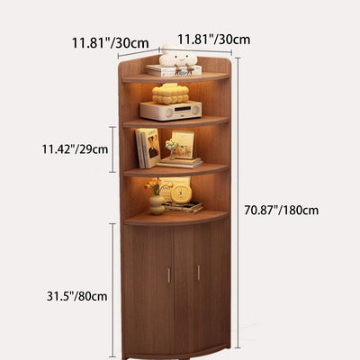 Contemporary Creative Triangle Solid Wood Bookshelves 4-Shelf For Bedroom
