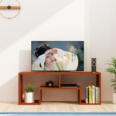 Soporte de TV rectangular minimalista moderno de 2 niveles para sala de estar 