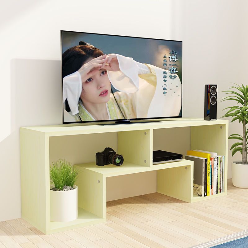Soporte de TV rectangular minimalista moderno de 2 niveles para sala de estar 