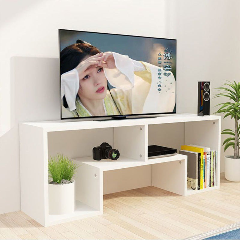 Soporte de TV rectangular minimalista moderno de 2 niveles para sala de estar 