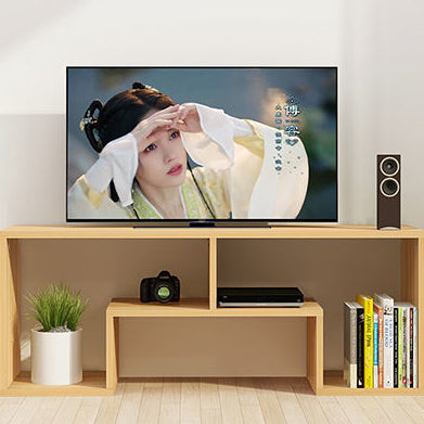 Soporte de TV rectangular minimalista moderno de 2 niveles para sala de estar 
