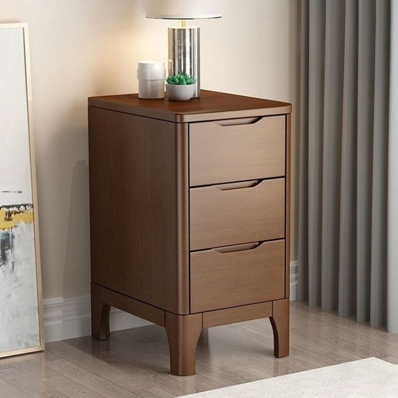 Table de chevet rectangulaire contemporaine en bois massif scandinave à 3 tiroirs pour chambre 