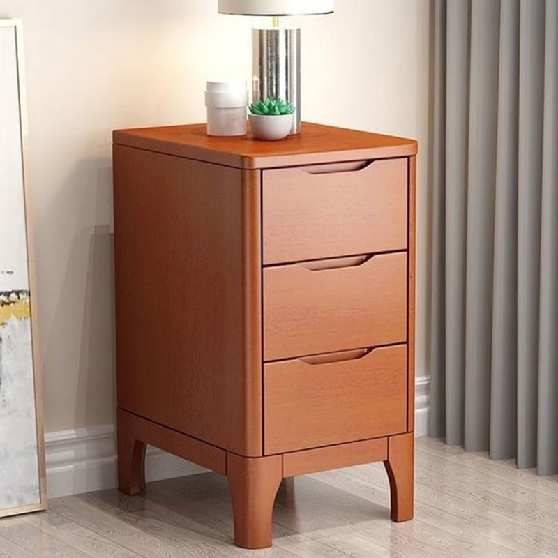 Table de chevet rectangulaire contemporaine en bois massif scandinave à 3 tiroirs pour chambre 