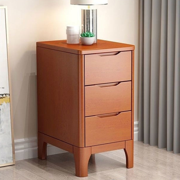 Table de chevet rectangulaire contemporaine en bois massif scandinave à 3 tiroirs pour chambre 