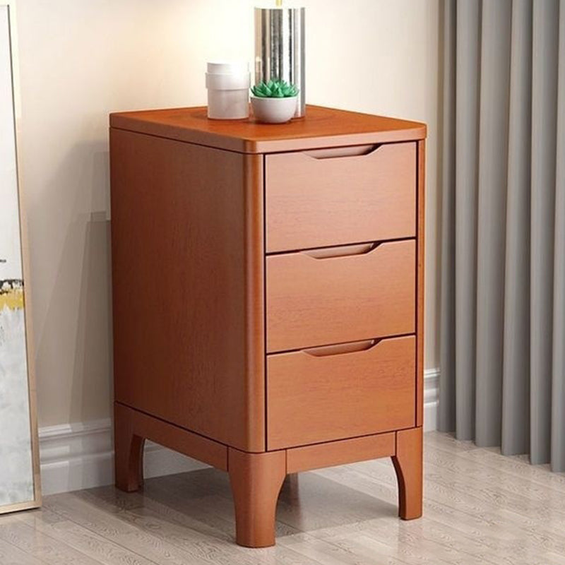 Table de chevet rectangulaire contemporaine en bois massif scandinave à 3 tiroirs pour chambre 