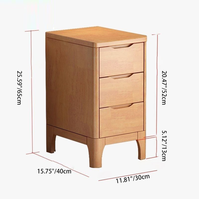 Table de chevet rectangulaire contemporaine en bois massif scandinave à 3 tiroirs pour chambre 