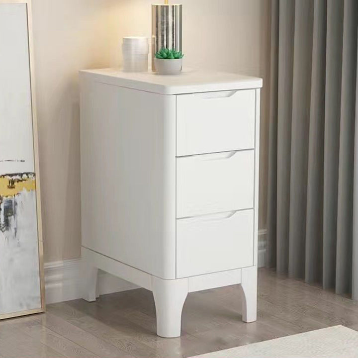 Contemporary Scandinavian Rectangular Solid Wood & Plywood Nightstand 3-Drawer For Bedroom