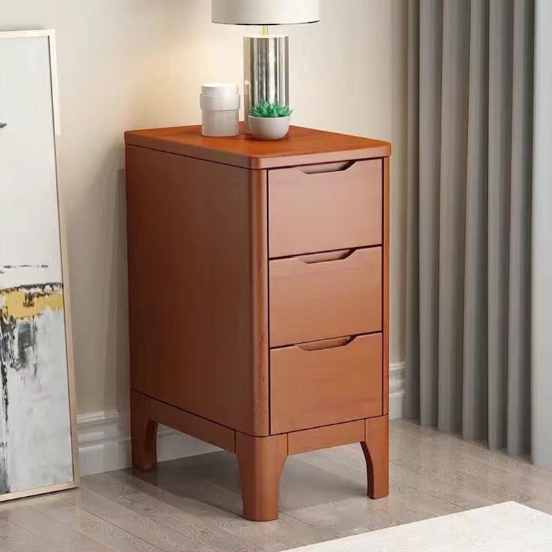 Table de chevet rectangulaire contemporaine en bois massif scandinave à 3 tiroirs pour chambre 