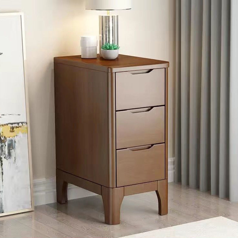 Table de chevet rectangulaire contemporaine en bois massif scandinave à 3 tiroirs pour chambre 