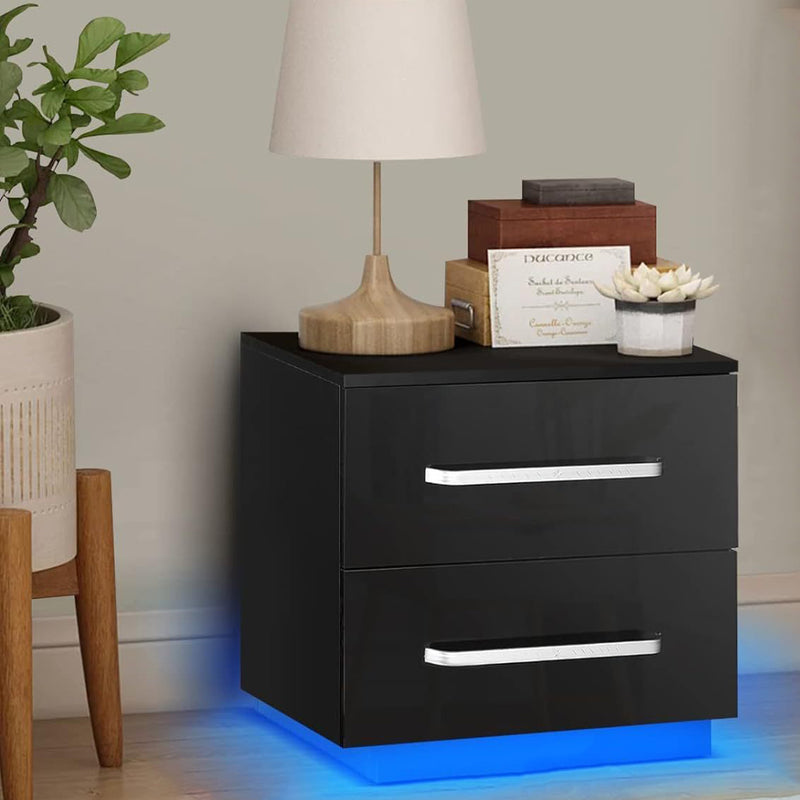 Modern Minimalist Rectangular Plate Iron Nightstand 2-Drawer For Bedroom