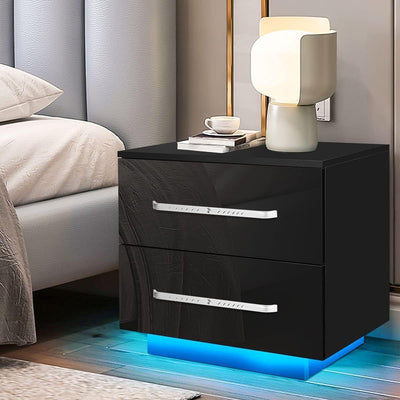 Modern Minimalist Rectangular Plate Iron Nightstand 2-Drawer For Bedroom